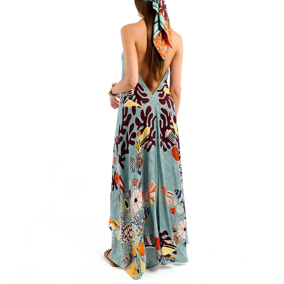 Robe légère dos nu à motifs VOILA CORAL bleu, WILD