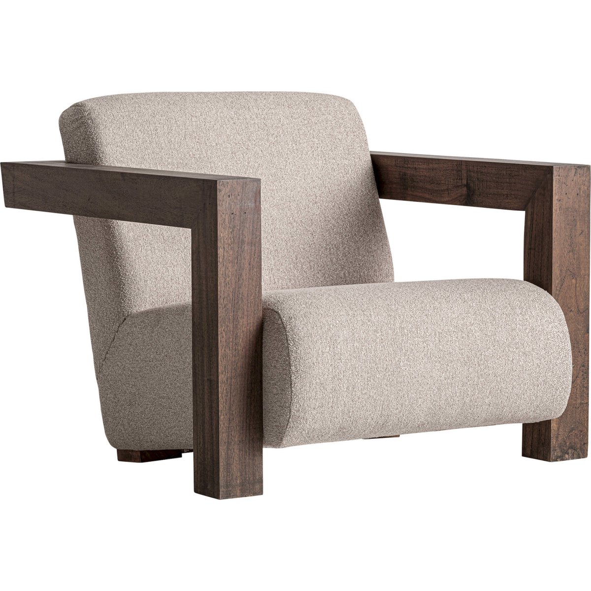 Fauteuil contemporain en bois massif crème et bois brun, RECOLLECTION