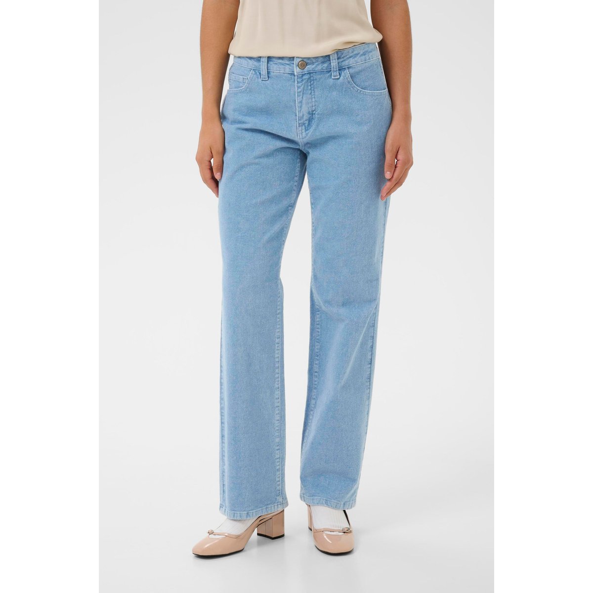 Pantalon casual bleu light blue corduroy, CREAM