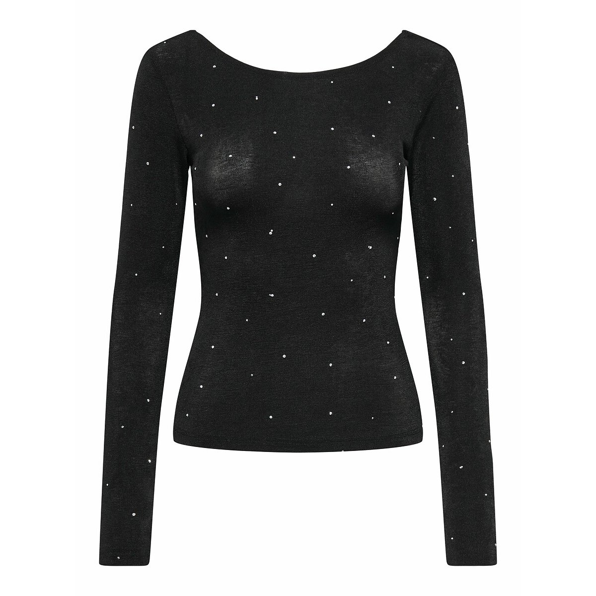 T-shirt met pailletten en lange mouwen zwart, JDY