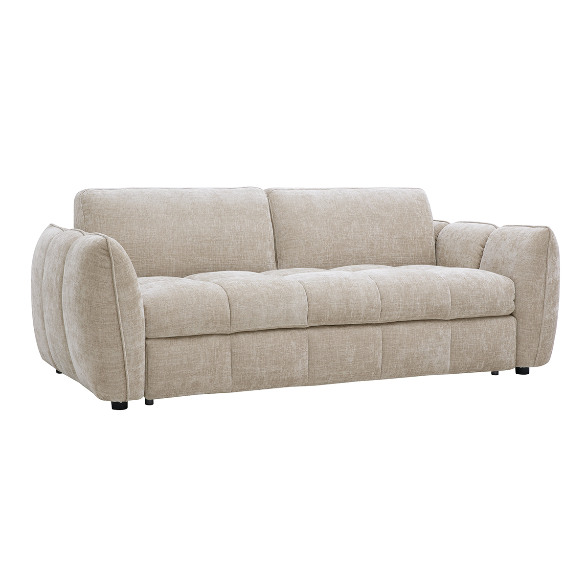 Canapé convertible design 3 places en tissu effet velours texturé taupe WONDER taupe, MILIBOO