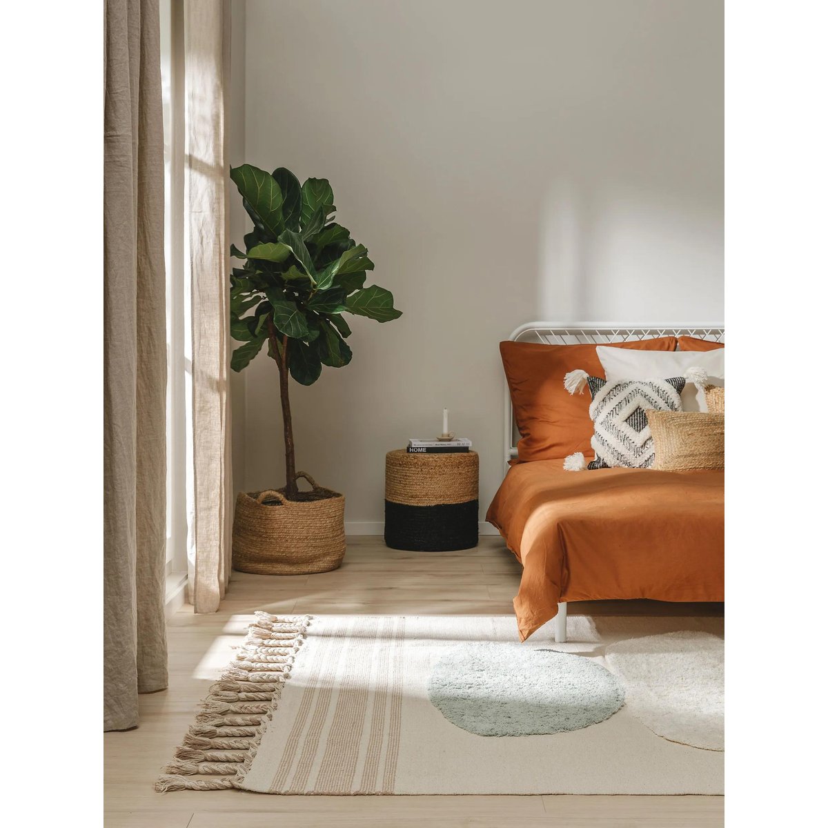 Tapis en coton fait main GIBSON bleu, BENUTA