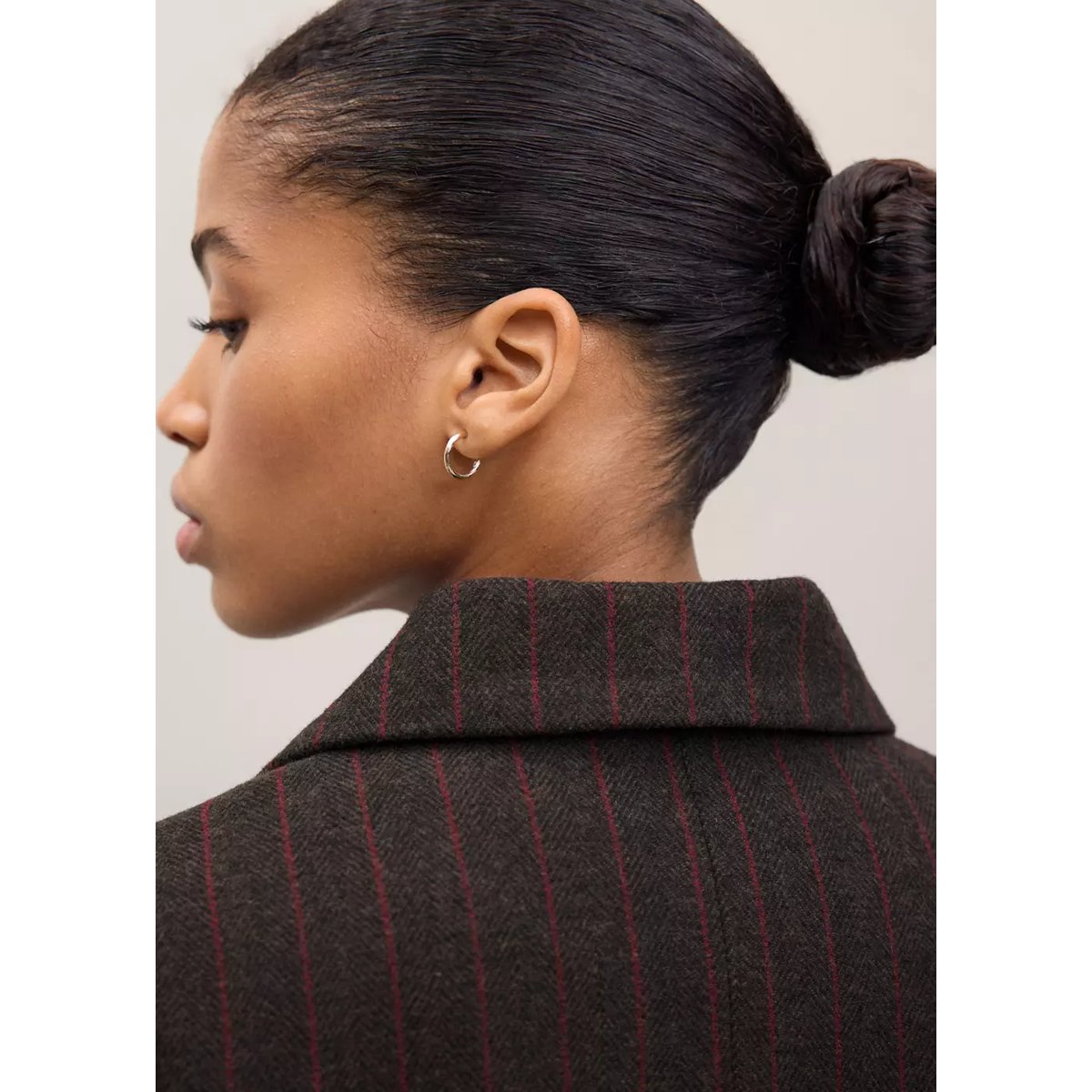Manteau en mélange de laine à rayures chocolat, MANGO TEEN