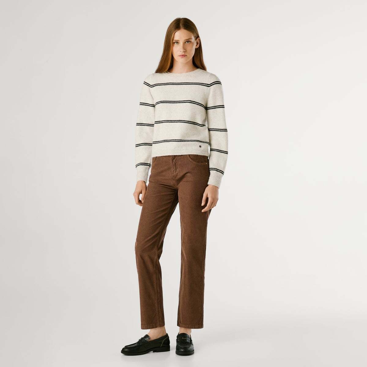 Pull À Rayures À Col Rond blanc écru foncé, PEPE JEANS