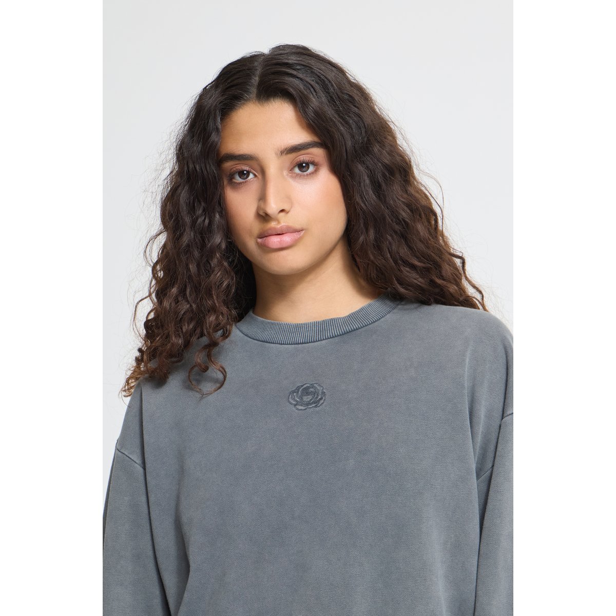 Sweatshirt gris dark grey mlg. w. grey rose, ICHI