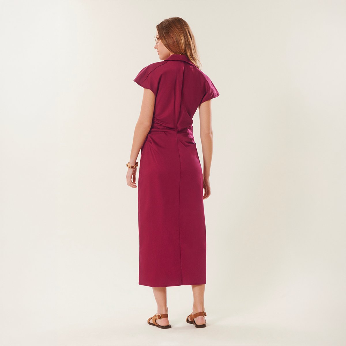 Robe midi LISANDRINA rose framboise, BENOA
