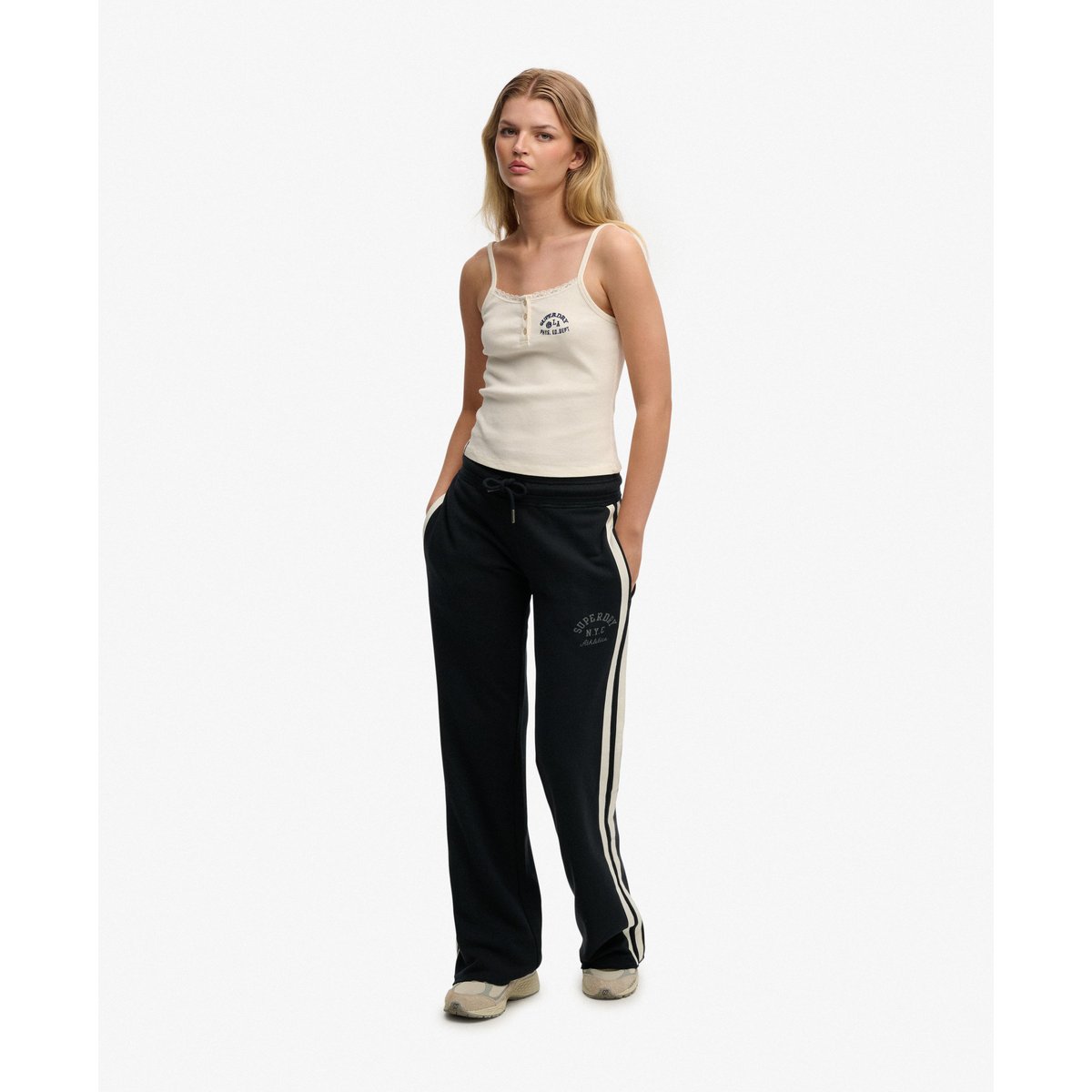 Jogging Athletic Essentials à Rayures Évasé bleu marine éclipse, SUPERDRY
