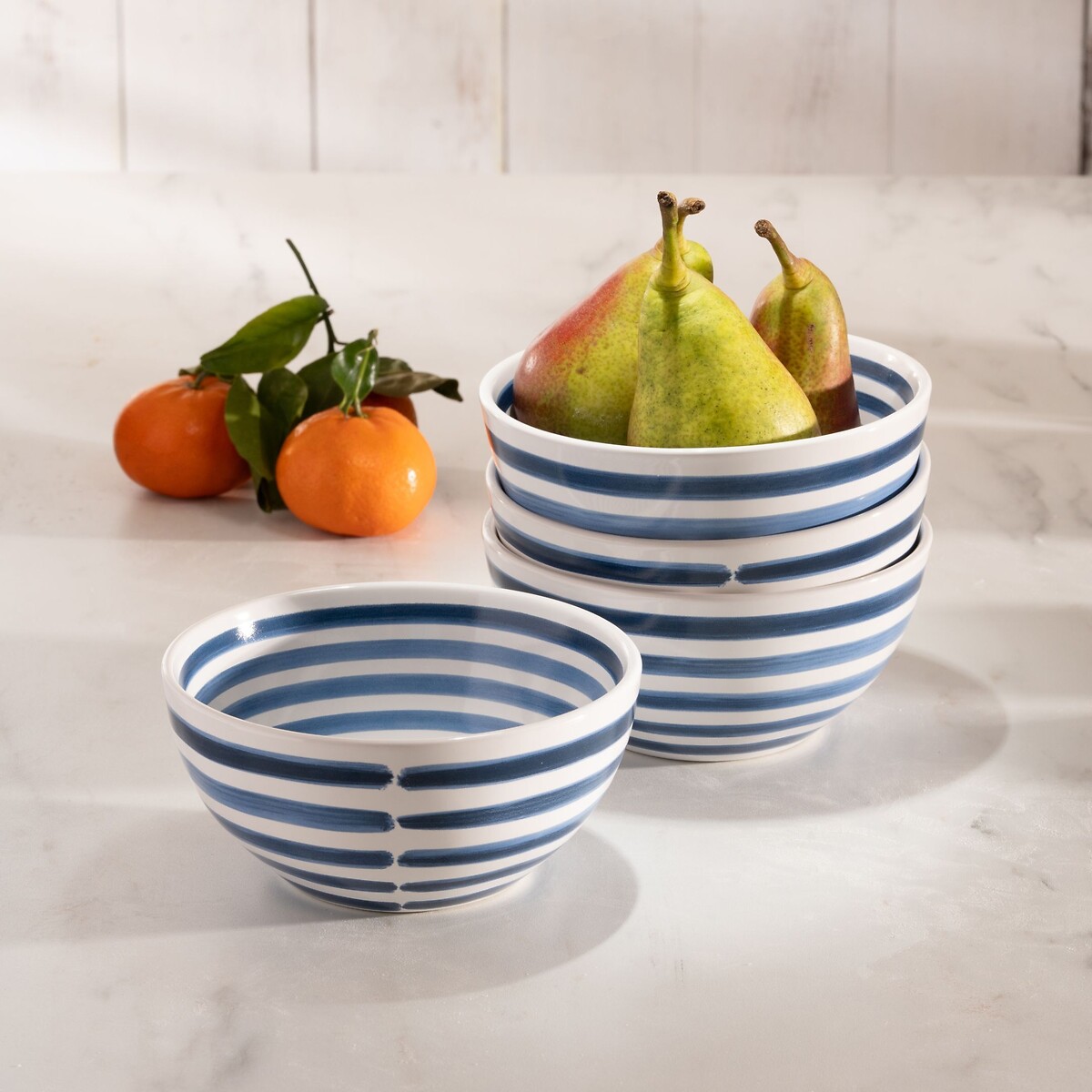 Set of 4 At Home Cereal Bowls blue, MARY BERRY
