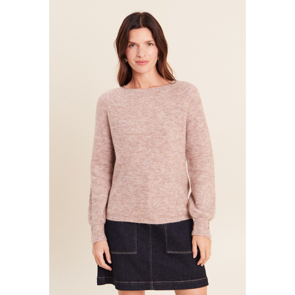 Pull col rond beige, BREAL