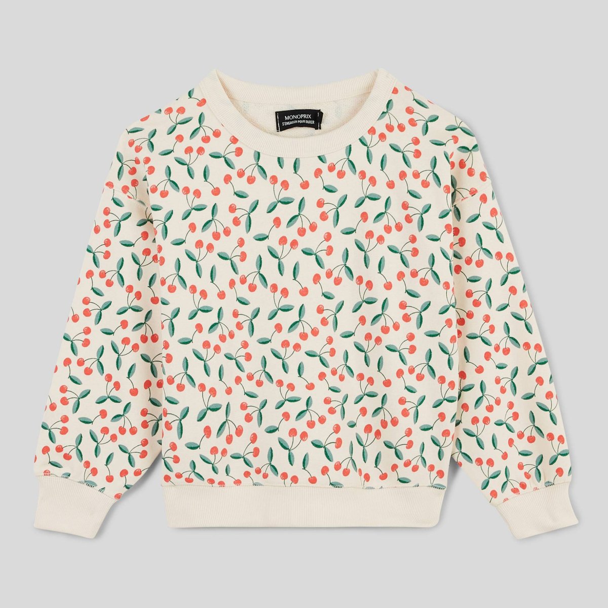 Sweat imprimé fleurs, Contenant du coton BIO et certifié OEKO-TEX amaretti, MONOPRIX