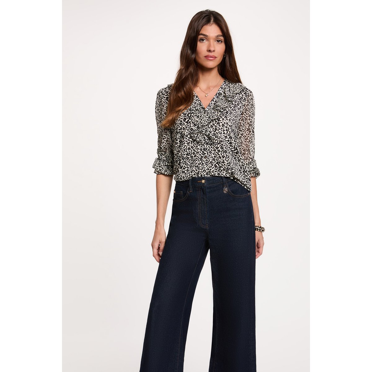 Chemise voile col v blanc, MORGAN