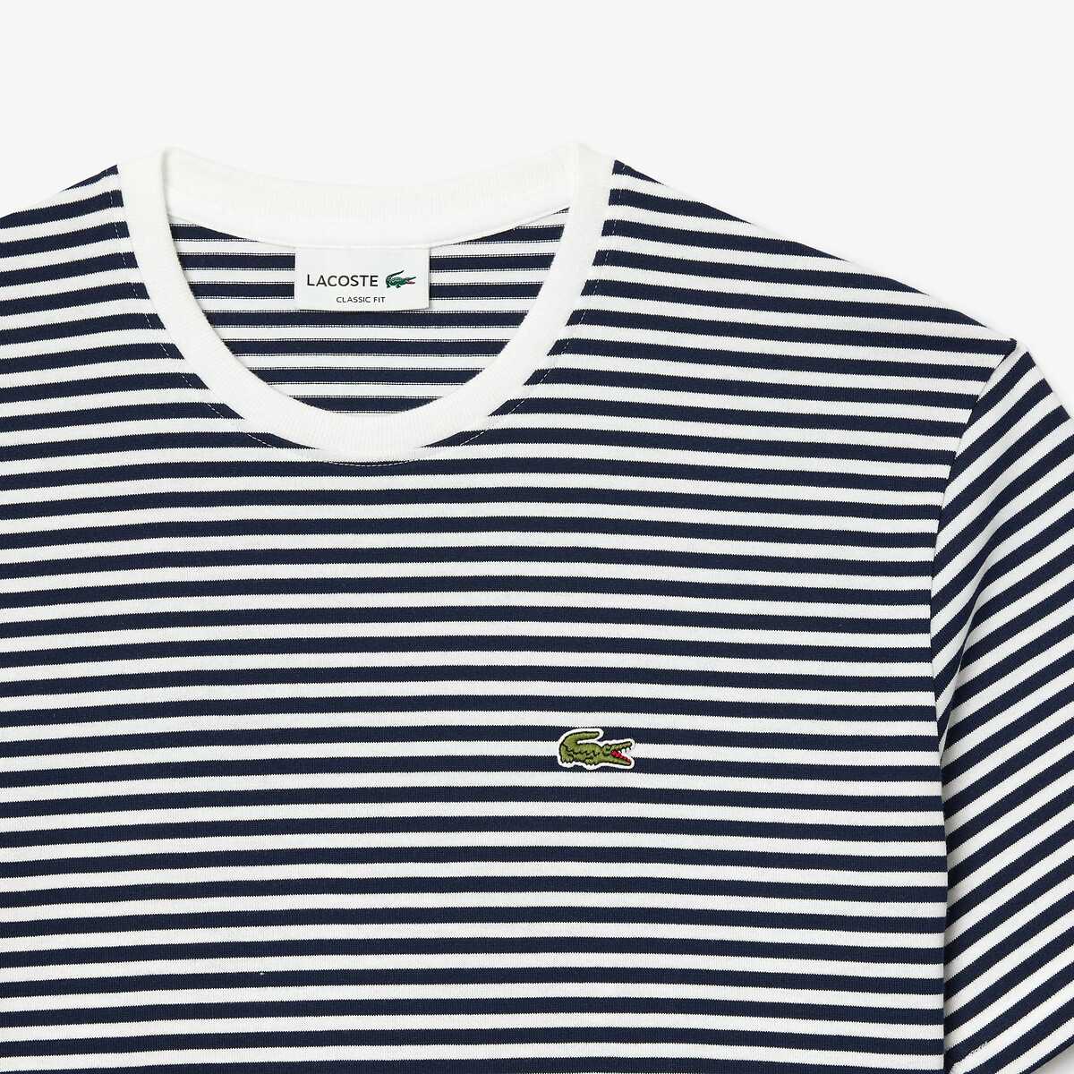 Gestreept T-shirt met ronde hals in jersey gestreept blauw, LACOSTE