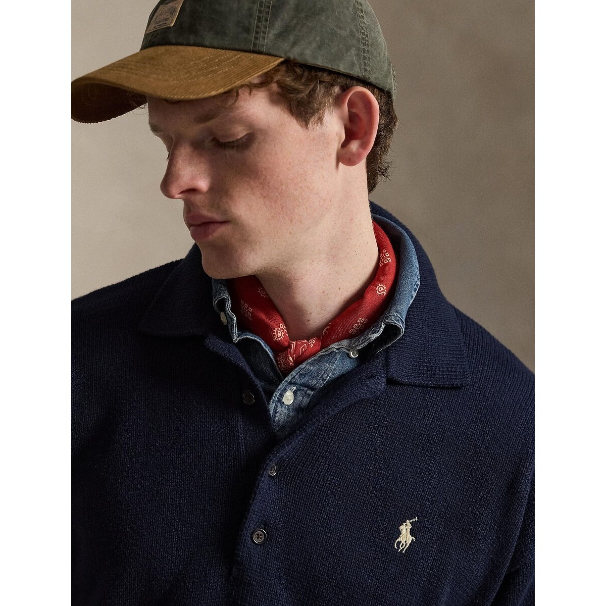 Pull collo alto con zip, American flag blu marino, POLO RALPH LAUREN