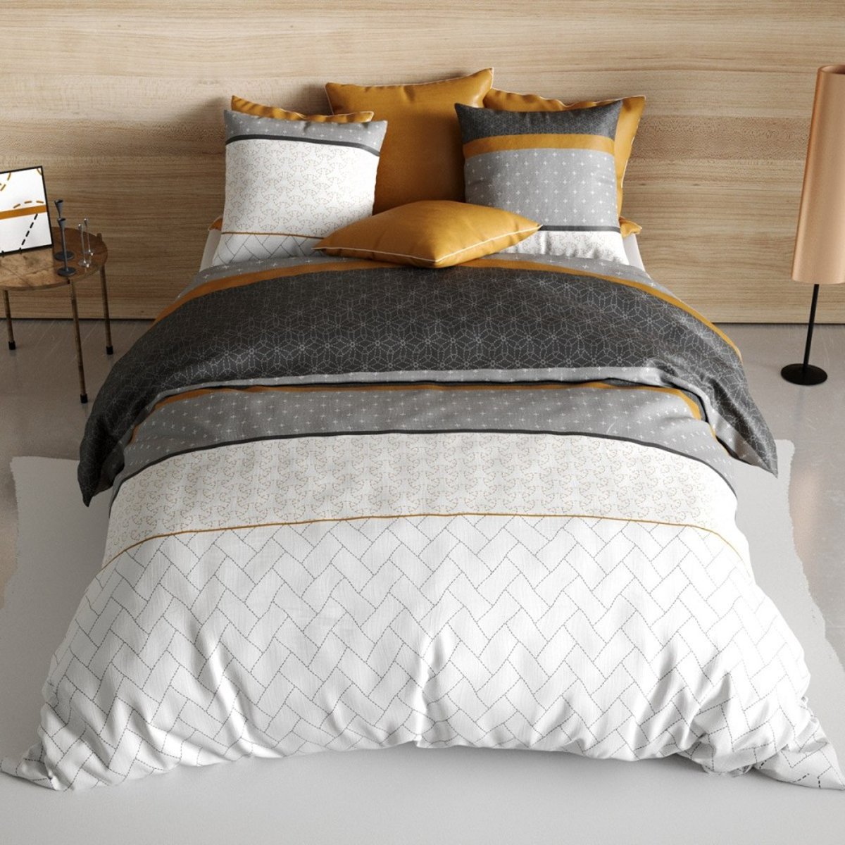 Housse De Couette 240x220 Corki + 2 Taies Coton 57 Fils blanc, DECORATIE