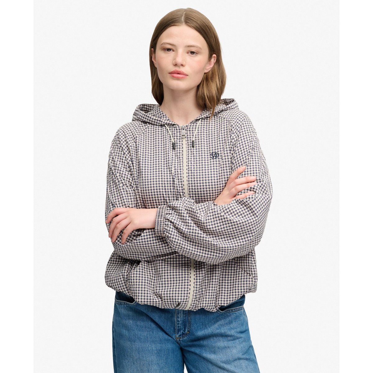 Coupe-vent Raglan à Carreaux Coupe Décontractée bleu marine/ écru à carreaux, SUPERDRY