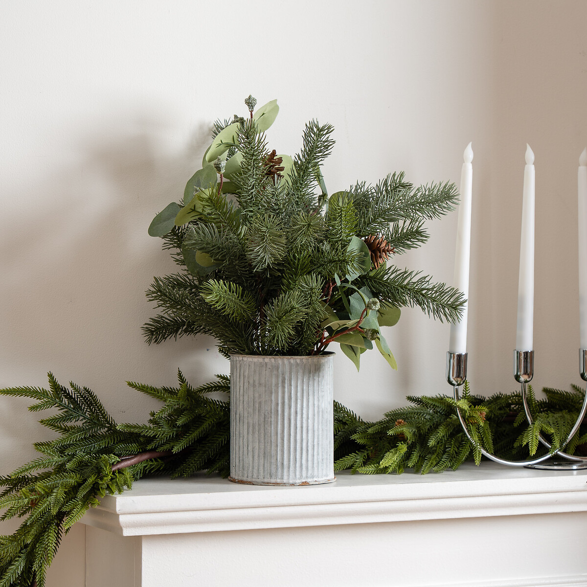46cm Pine Arrangement in Metal Pot green, SO'HOME