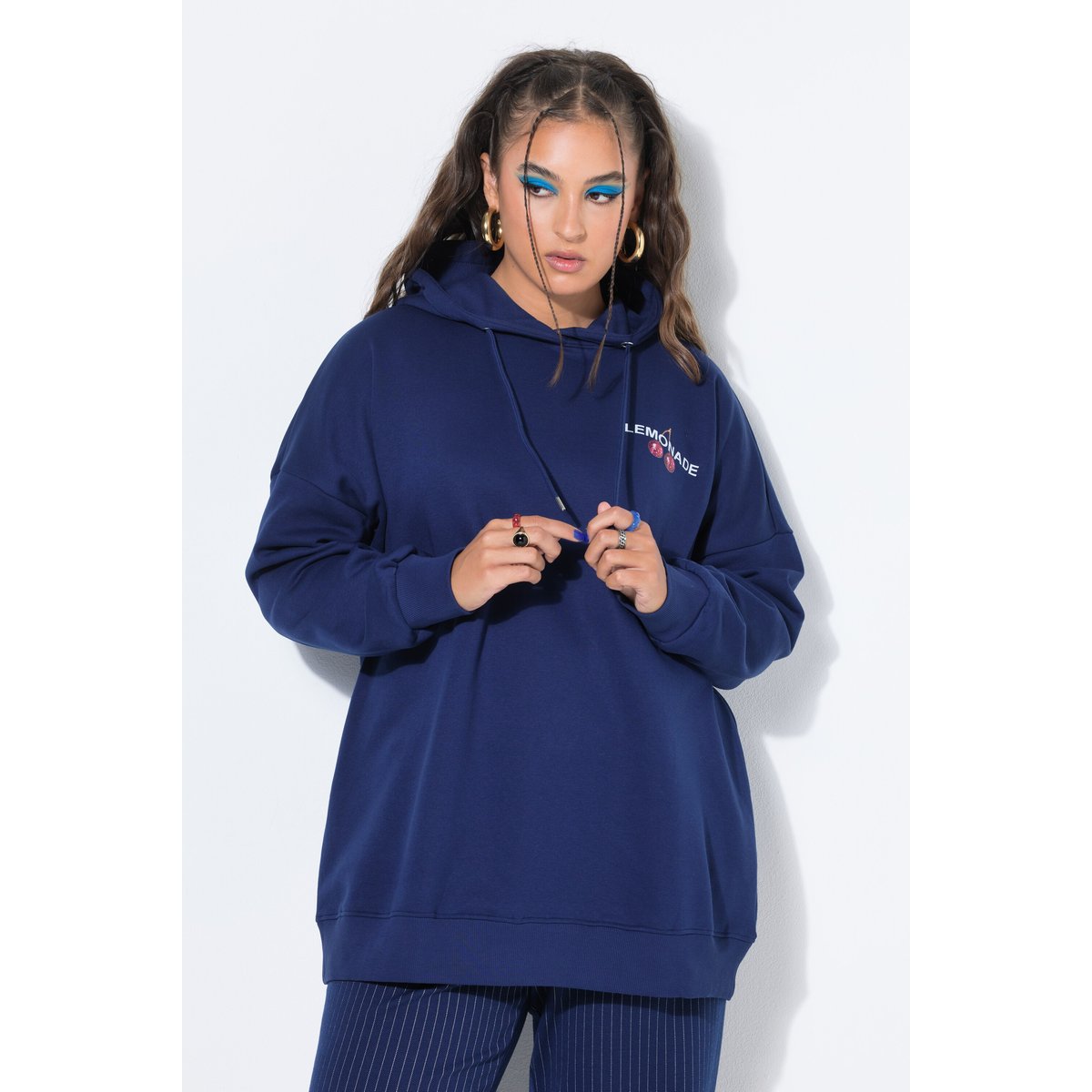 Sweat-shirt à capuche oversize marine, STUDIO UNTOLD