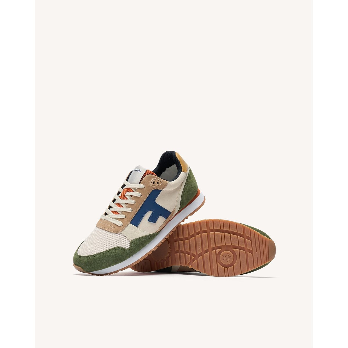 Running tissu suede ELM écru et kaki, FAGUO
