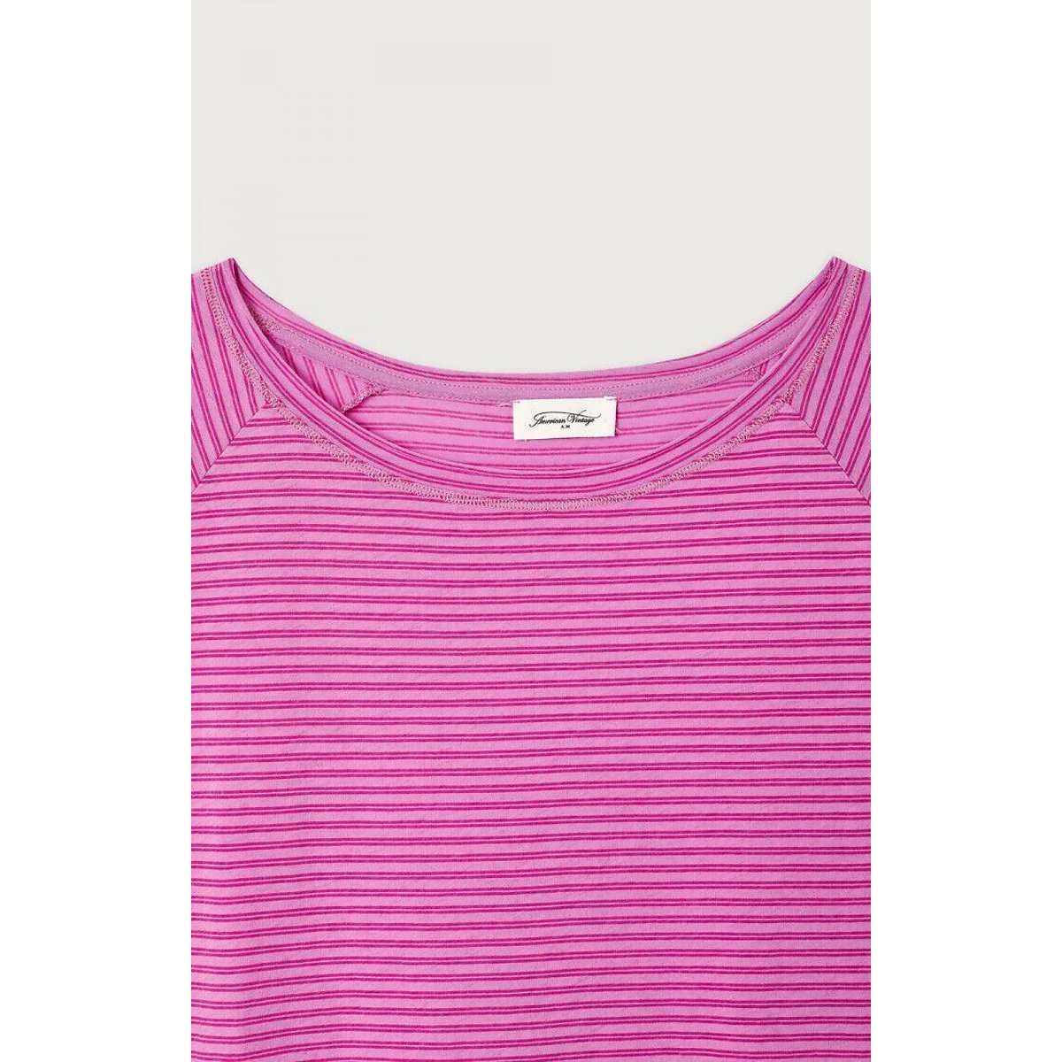 T-shirt rayé à manches courtes, LALOOM fuchsia, AMERICAN VINTAGE