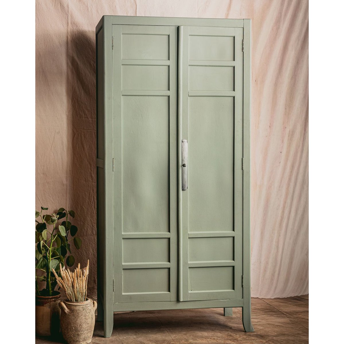 Armoire parisienne en bois gris sauge Blandine N°495 - Bon état gris, DEBONGOUT