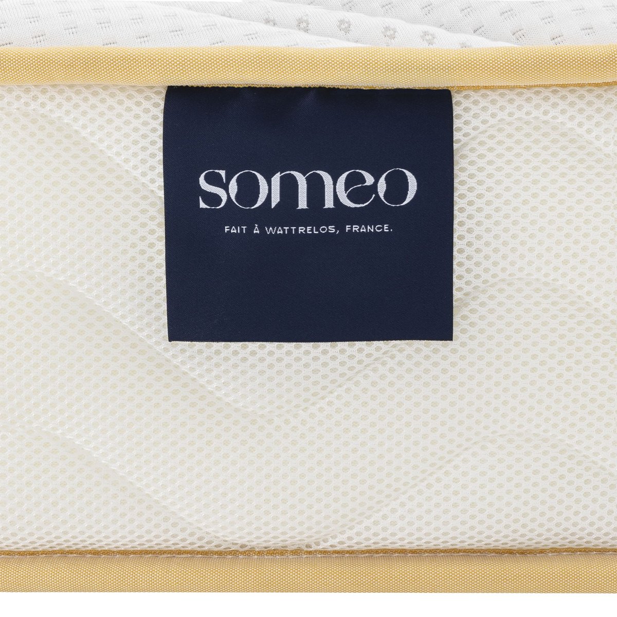 Matelas rond mousse HR35, sommier, pieds blanc, SOMEO