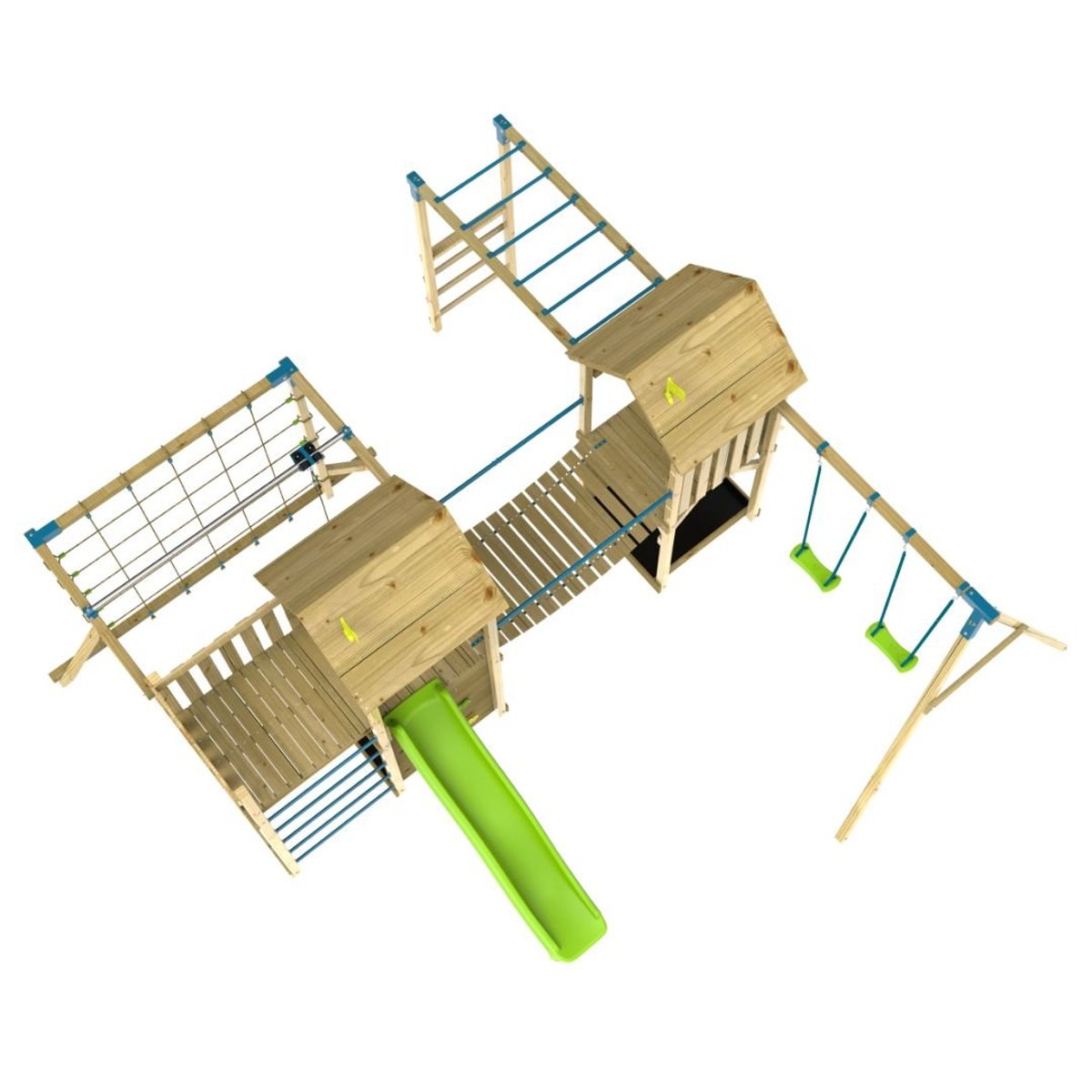 Aire de jeux XXL double tours CAMÉLÉE marron - bleu - vert, TP TOYS