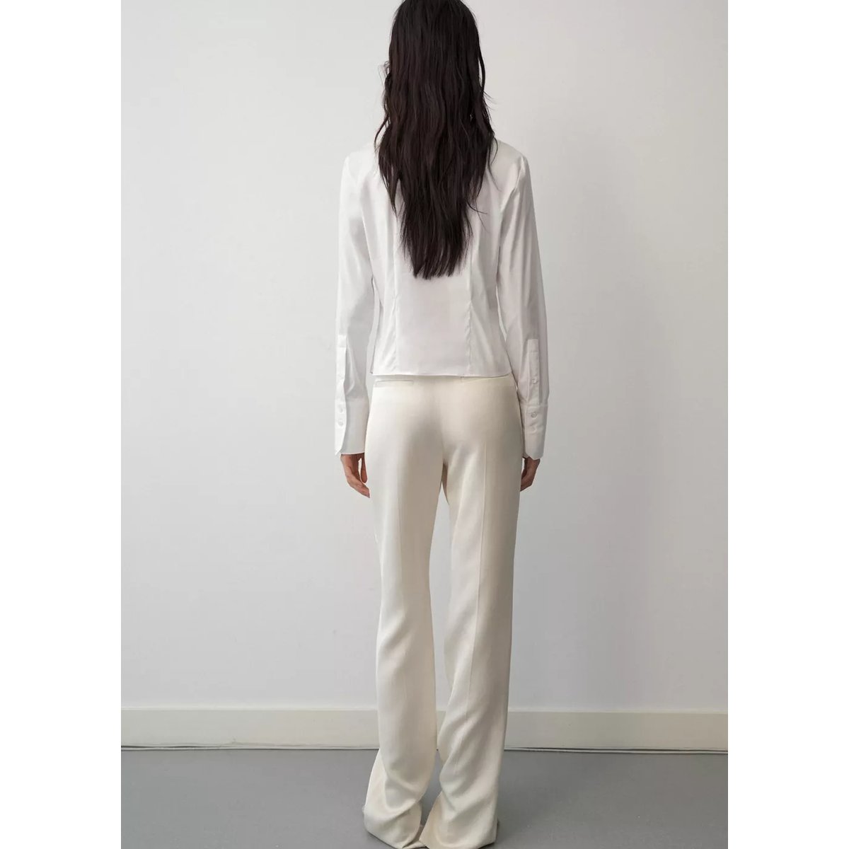 Chemise popeline courte blanc, MANGO