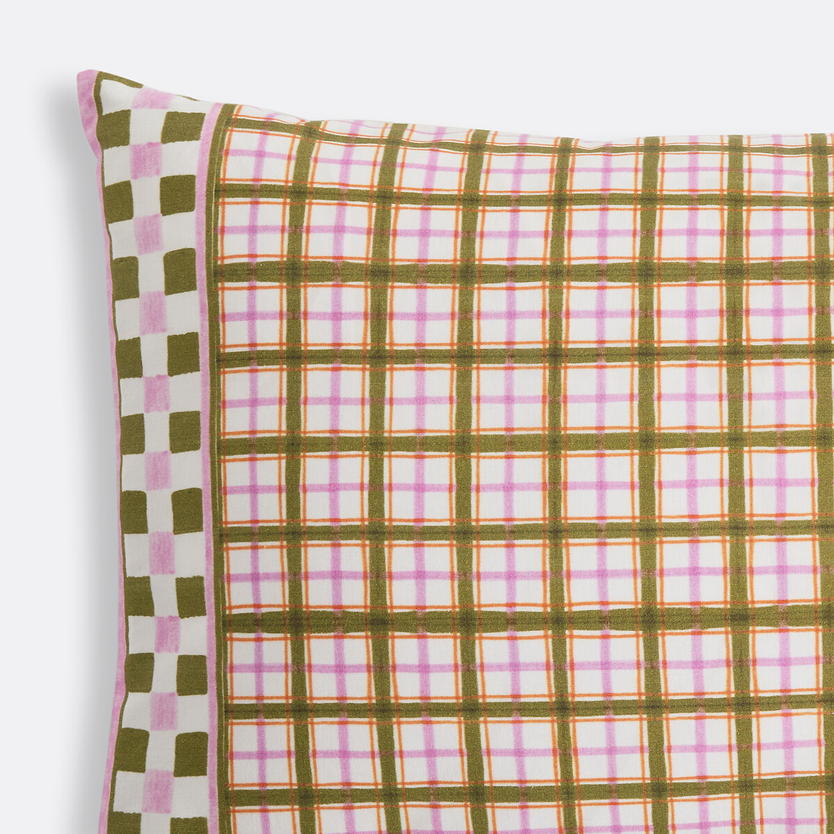 Housse de coussin rectangulaire 50x30 cm, en coton imprimé carreaux, DELILA imprimé carreaux, LA REDOUTE INTERIEURS