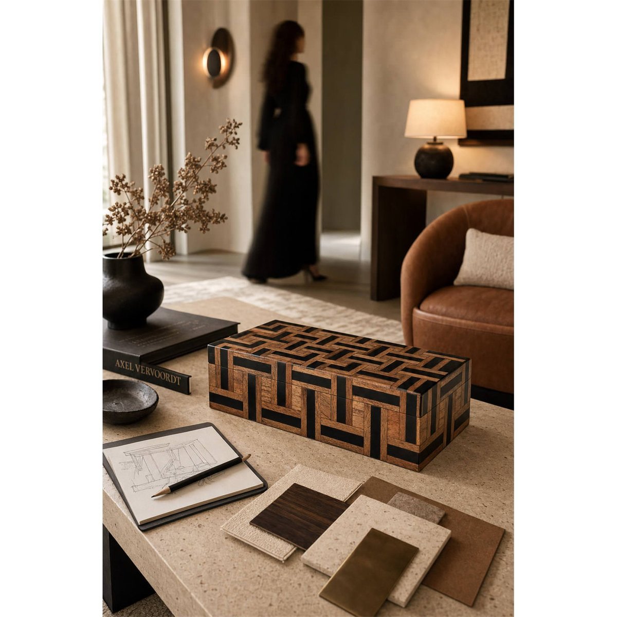 Boîte de rangement décorative en résine marron et noir, RECOLLECTION