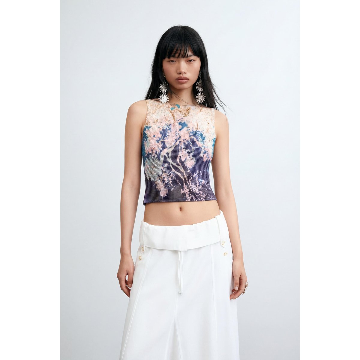 Débardeur imprimé bleu, DESIGUAL