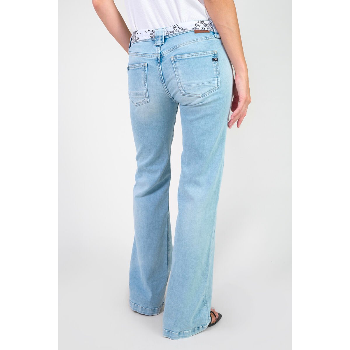 Jeans flare , longueur 34 blue, LE TEMPS DES CERISES