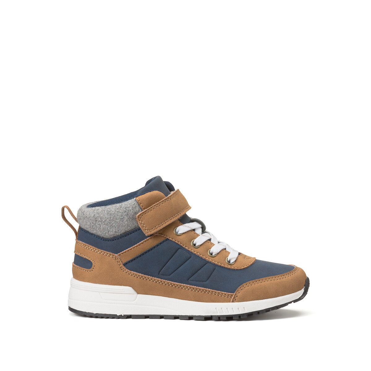 Kids High Top Trainers with Elasticated Laces camel, LA REDOUTE COLLECTIONS