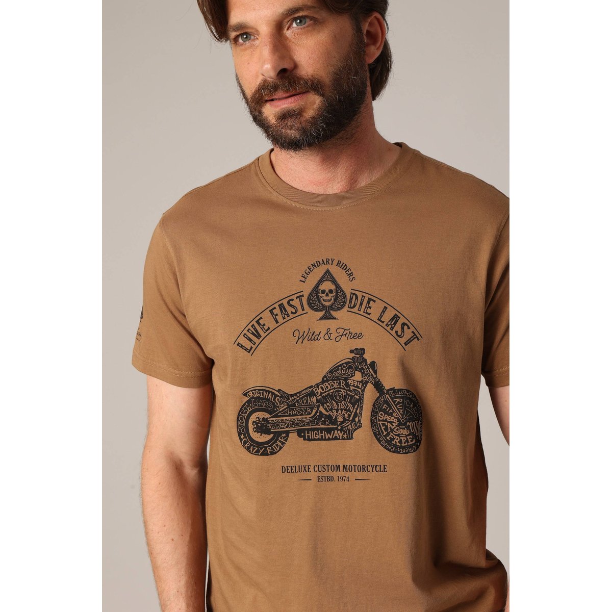 T-shirt 100% coton avec imprimé moto PARK mocha, DEELUXE