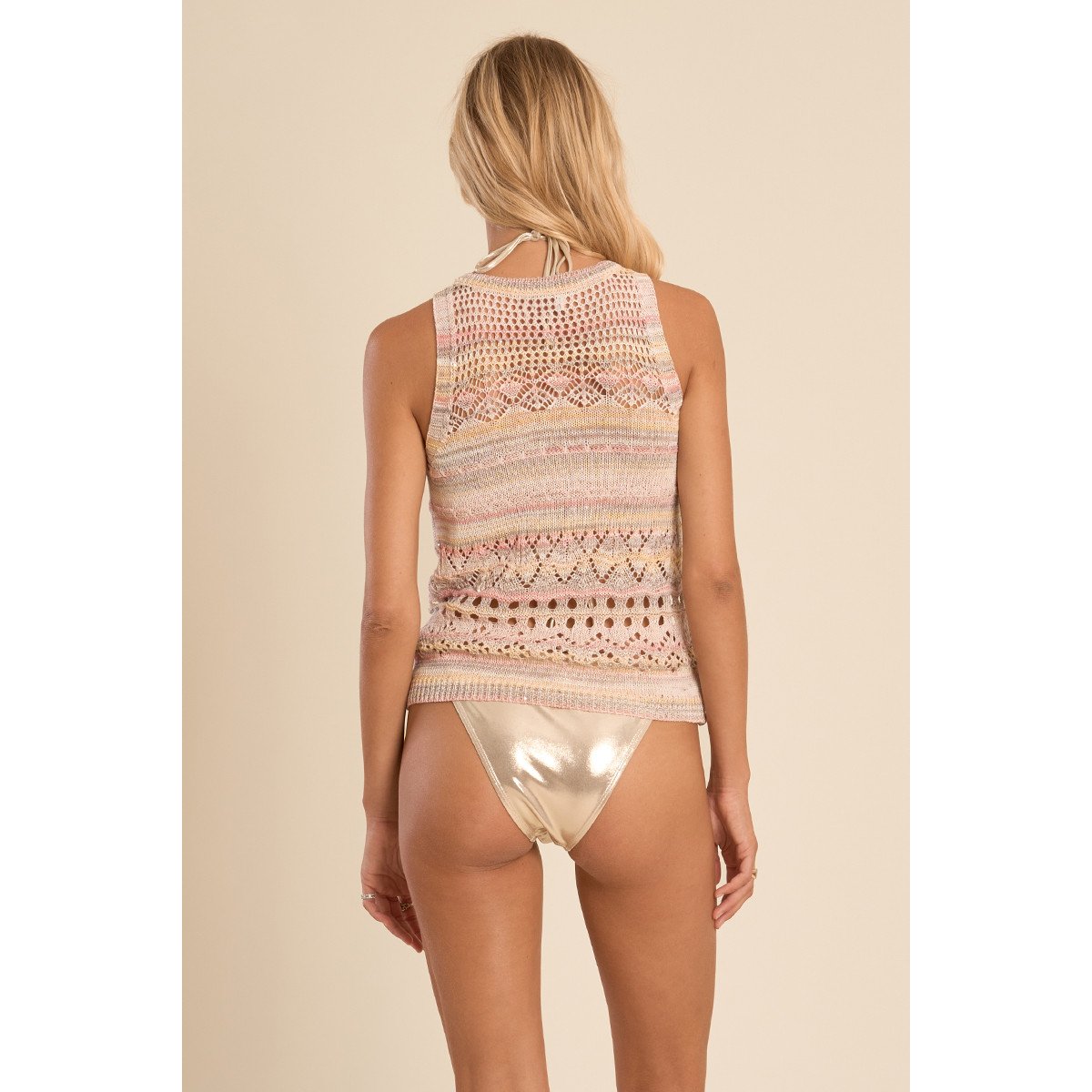Débardeur de plage ajouré rose, MOLLY BRACKEN