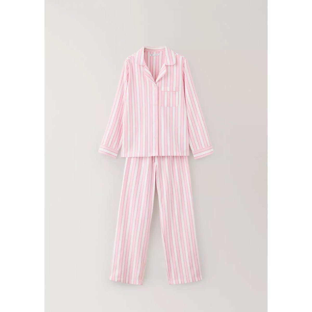 Pyjama en coton à rayures avec liserés rose, MANGO TEEN