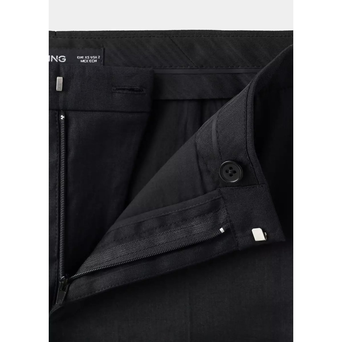 Pantalon capri en lin noir, MANGO