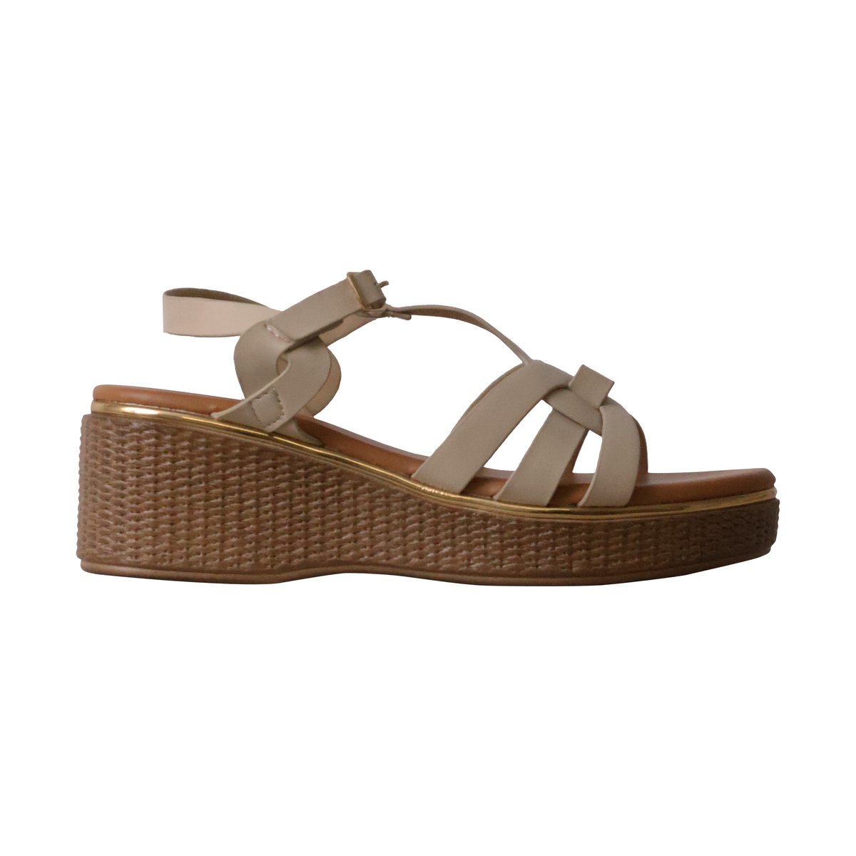 Sandales Compensées à Brides Paris beige, ENZA NUCCI