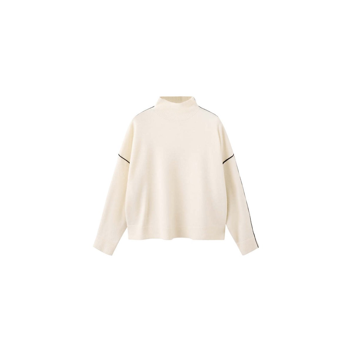 Pull col cheminée à rayures en contraste écru, MANGO