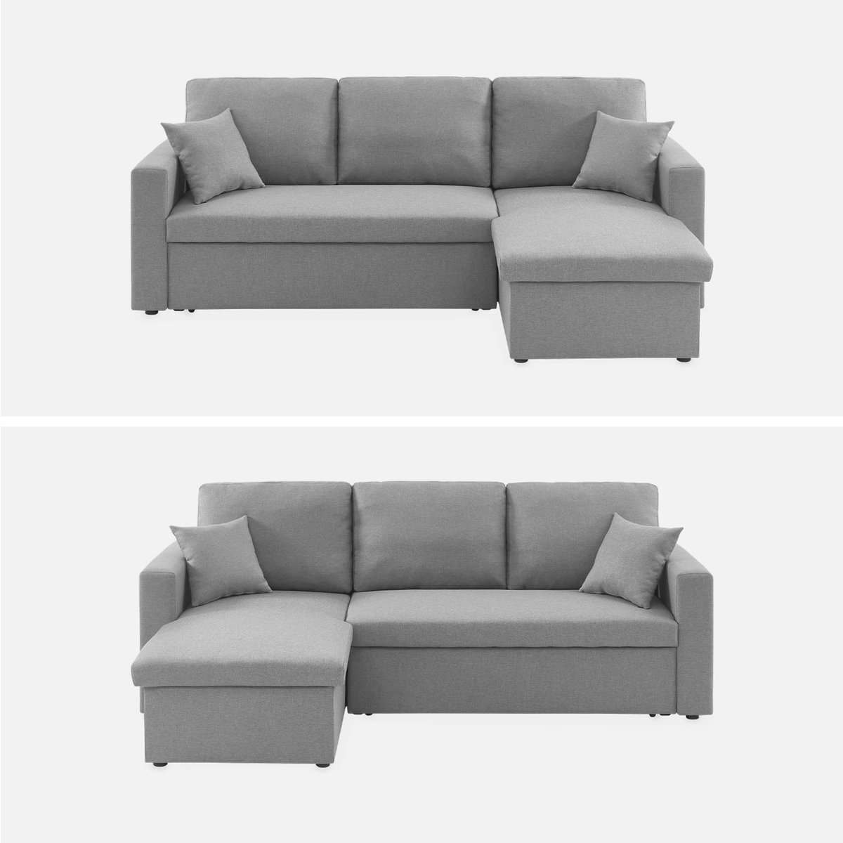 Canapé d'angle convertible réversible tissu IDA gris clair, SWEEEK