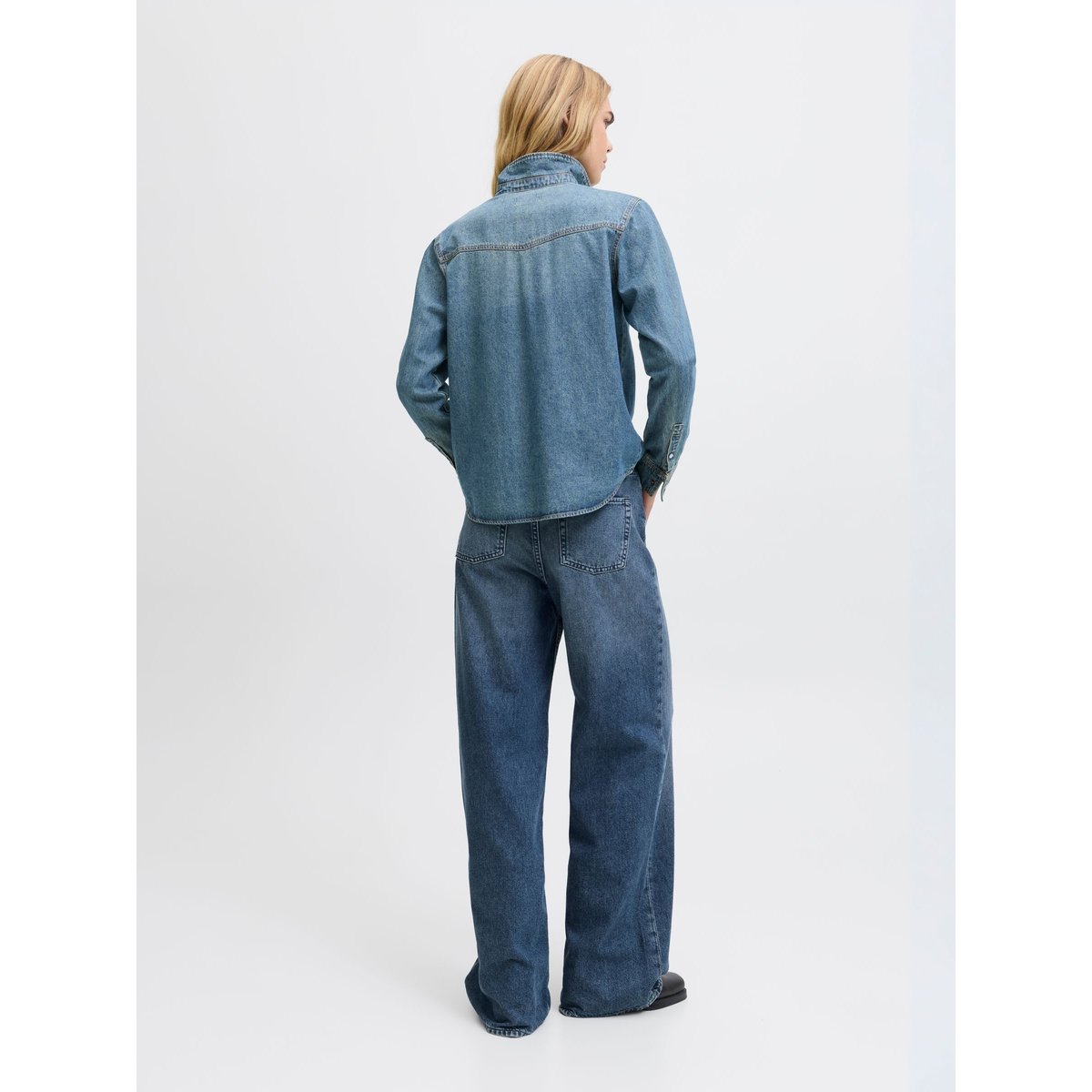 Jean À Coupe Large dark blue denim 1, JJXX