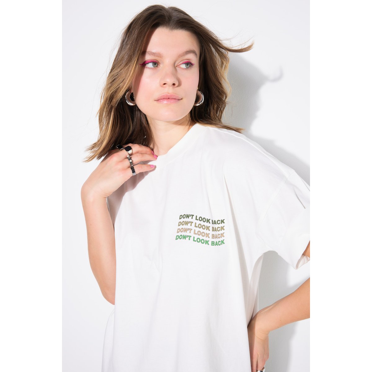 T-shirt oversize, imprimé devant et derrière blanc cassé, STUDIO UNTOLD