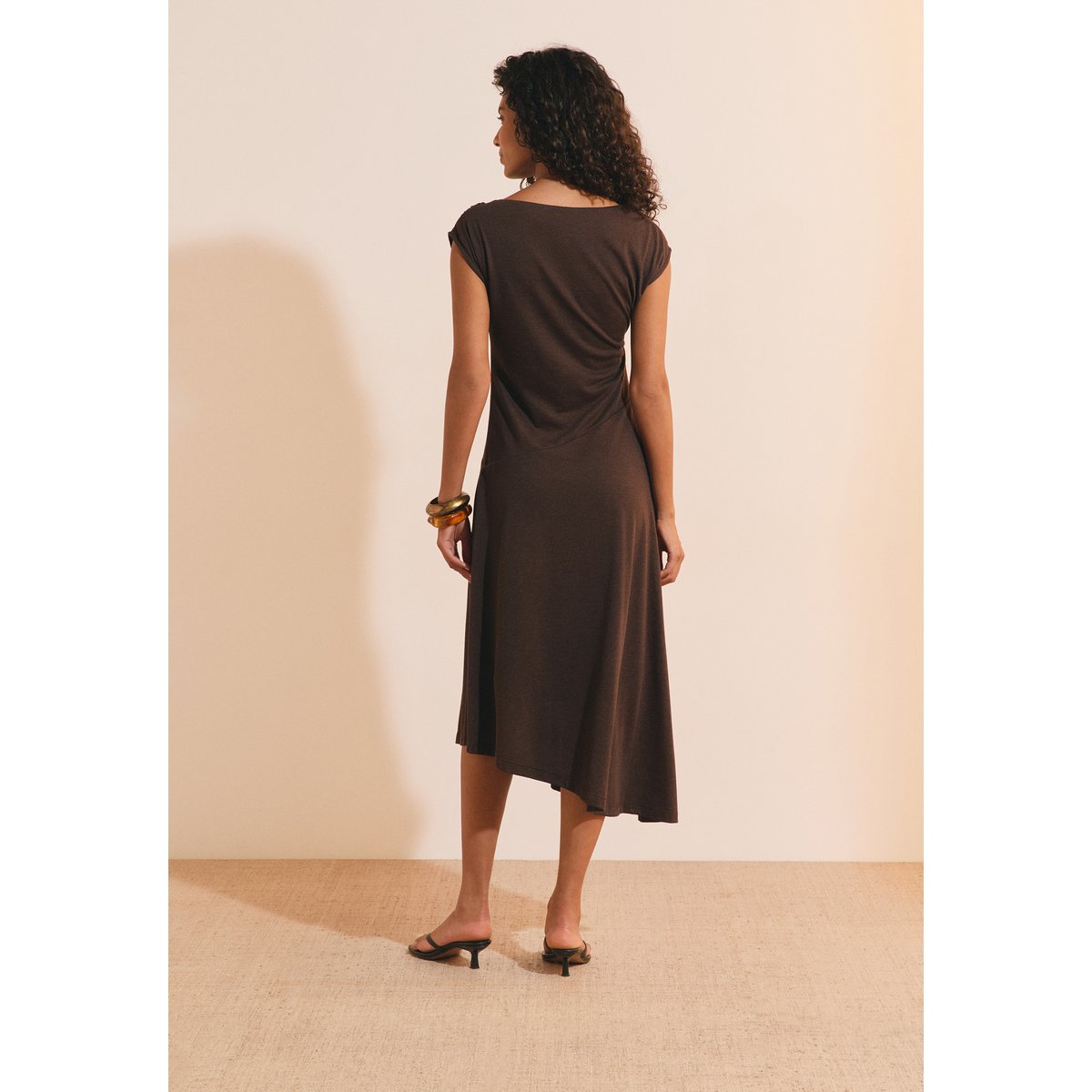 Robe midi asymétrique RAGNAR chocolat, ETAM