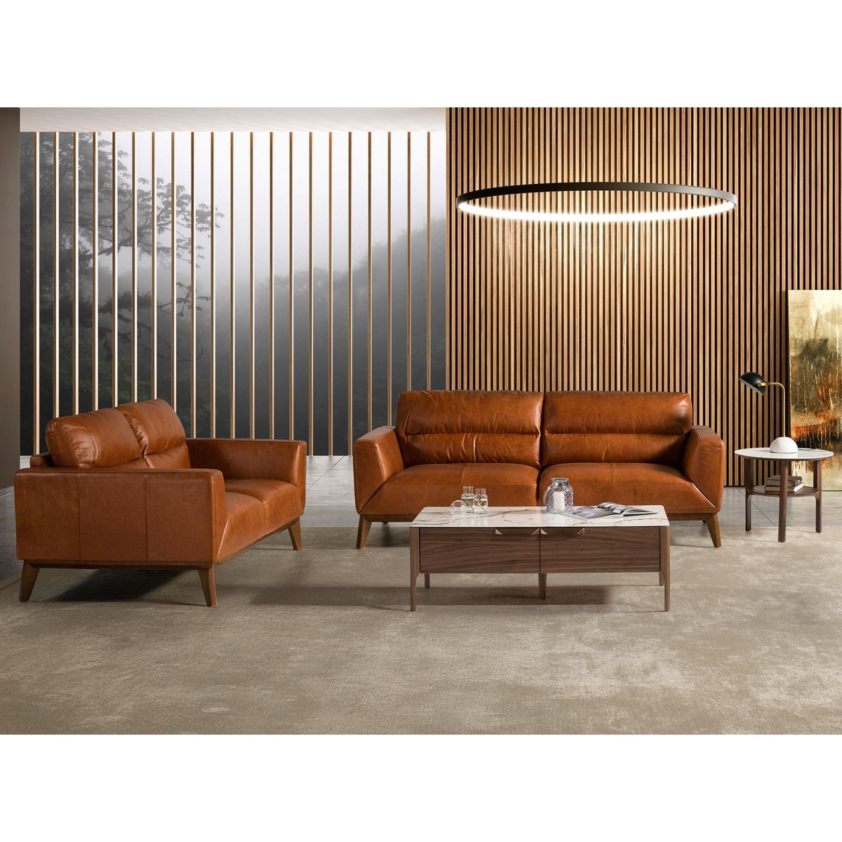 Fauteuil en cuir et pieds en bois marron | noyer, ANGEL CERDA