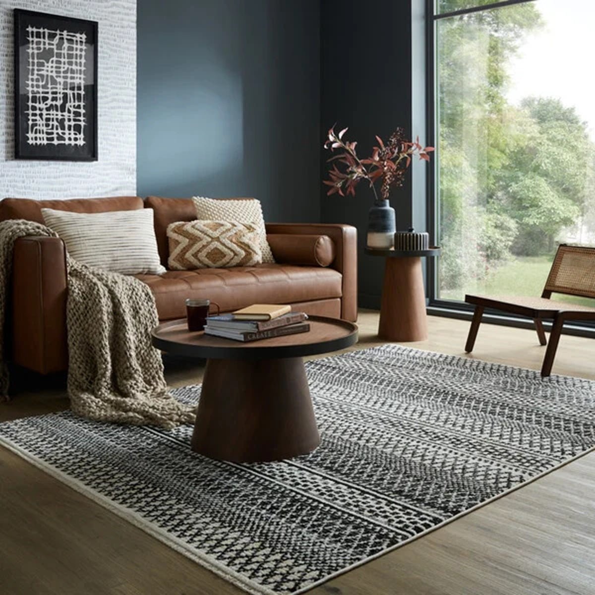Tapis moderne tissé plat SANTIAGO noir, NOVATREND