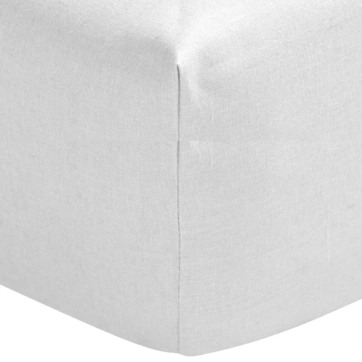 Drap housse lin bonnet 40 made in France blanc, TERRE DE NUIT