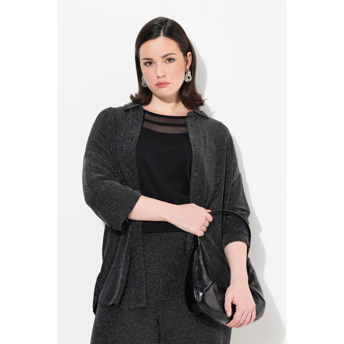 Chemisier en jersey à paillettes noir, ULLA POPKEN