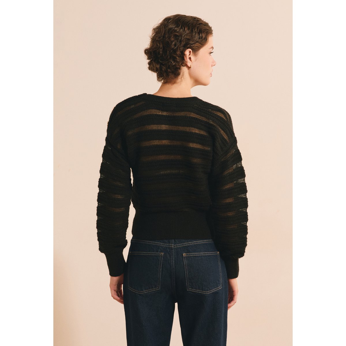 Pull manches longues avec boutons dorés SALVATORE noir, ETAM