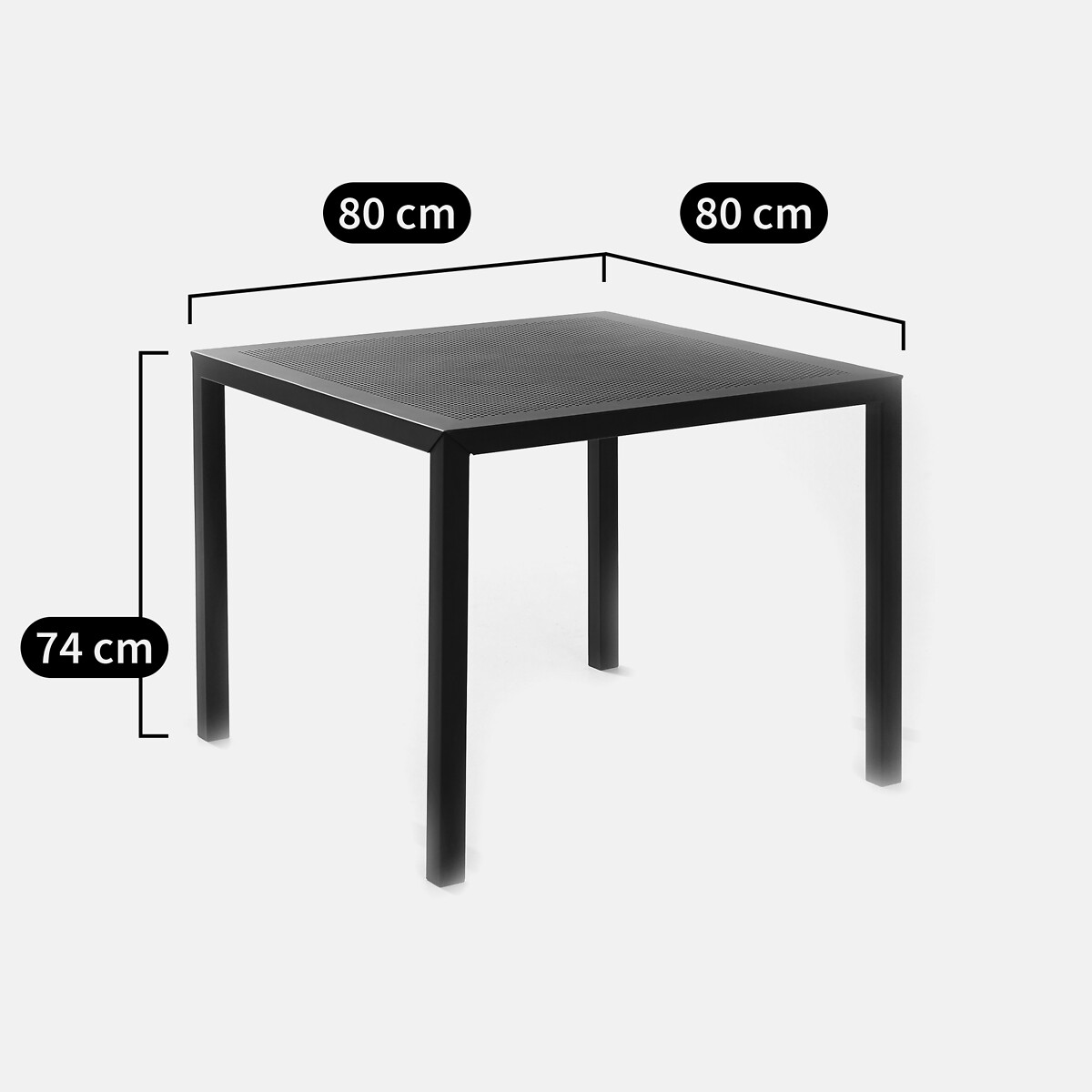 Table de jardin carrée, métal acier perforé, Choe noir, LA REDOUTE INTERIEURS