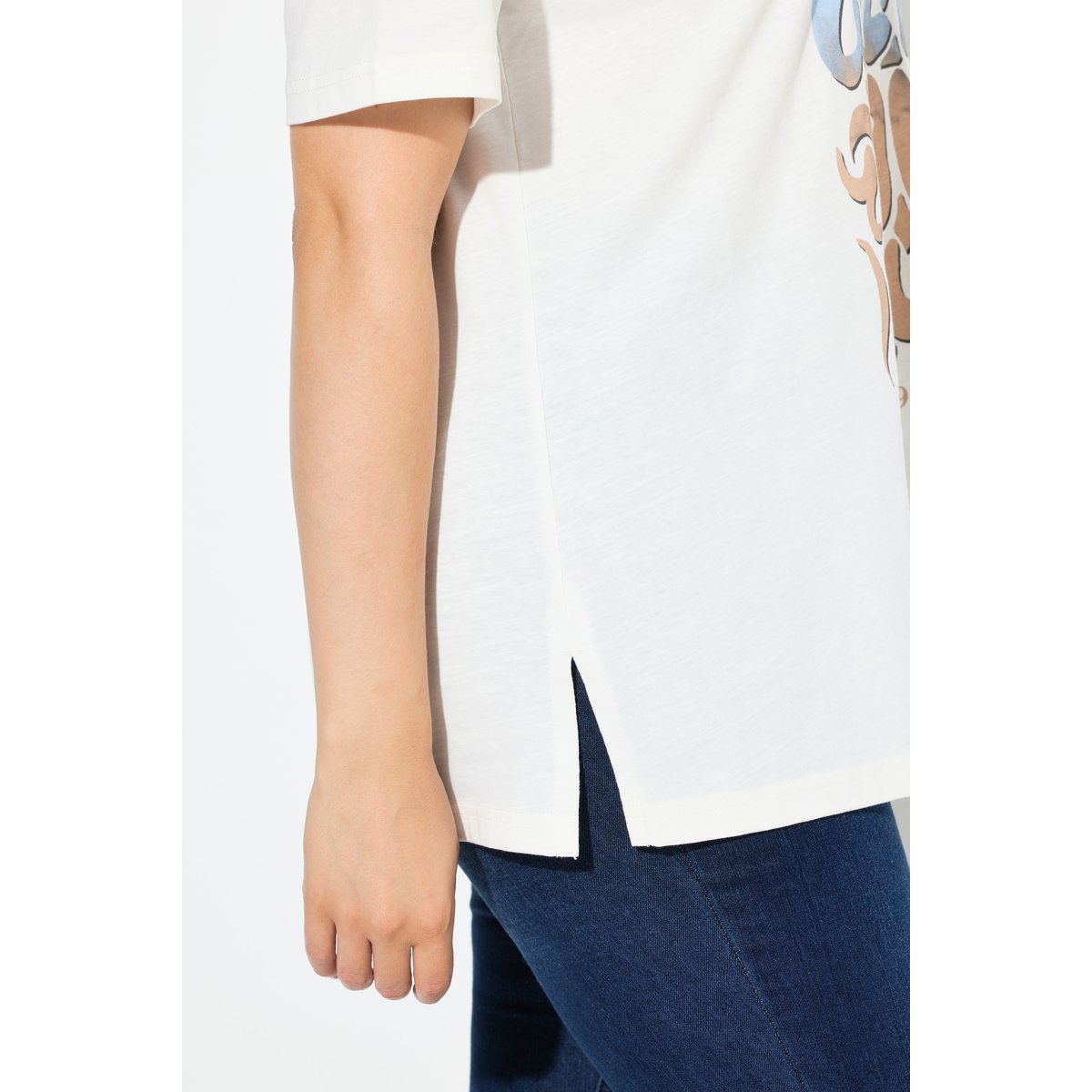T-shirt avec message blanc cassé, ULLA POPKEN