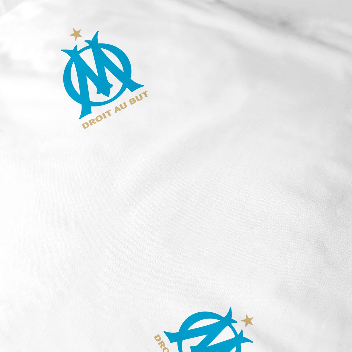 Drap-housse imprimé 100% coton, OM VOILURE blanc, OLYMPIQUE DE MARSEILLE